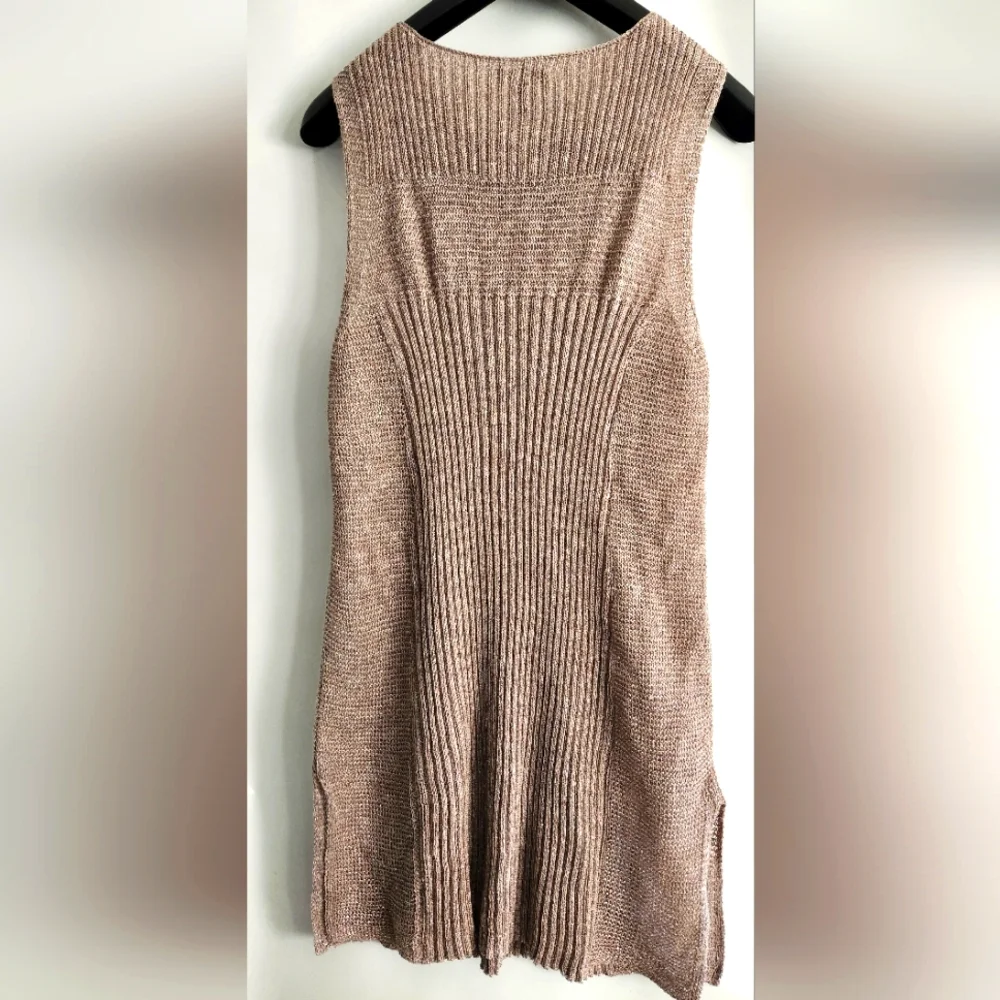 Eileen Fisher Cream Metallic Chainmail Tunic sweater Size L - Picture 2 of 6